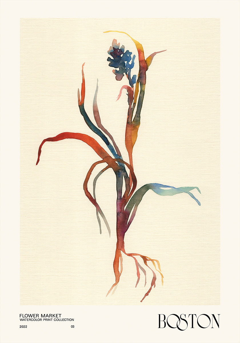 Collectie aquarelprints. Bloemenmarkt - Boston