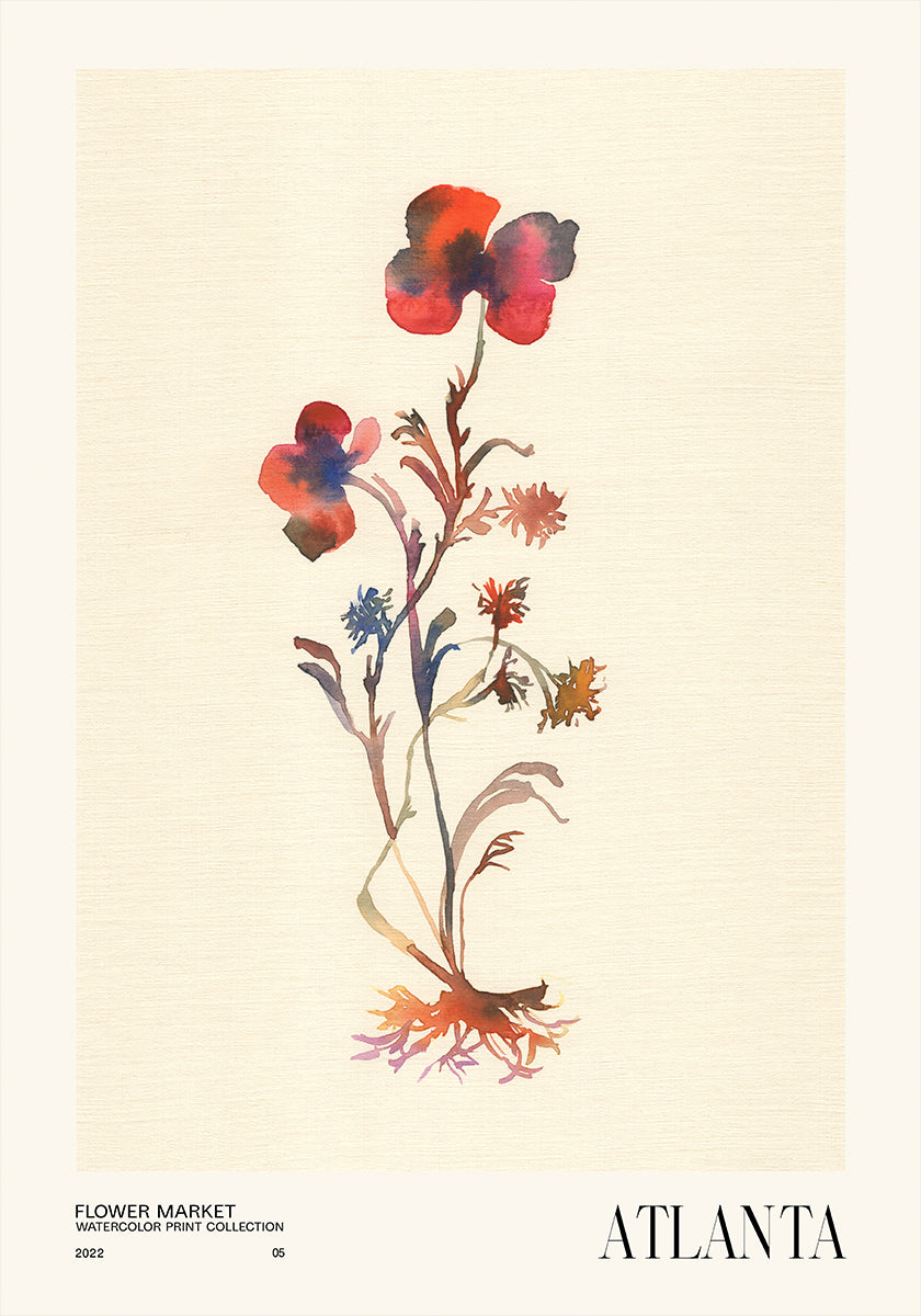 Collectie aquarelprints. Bloemenmarkt - Atlanta