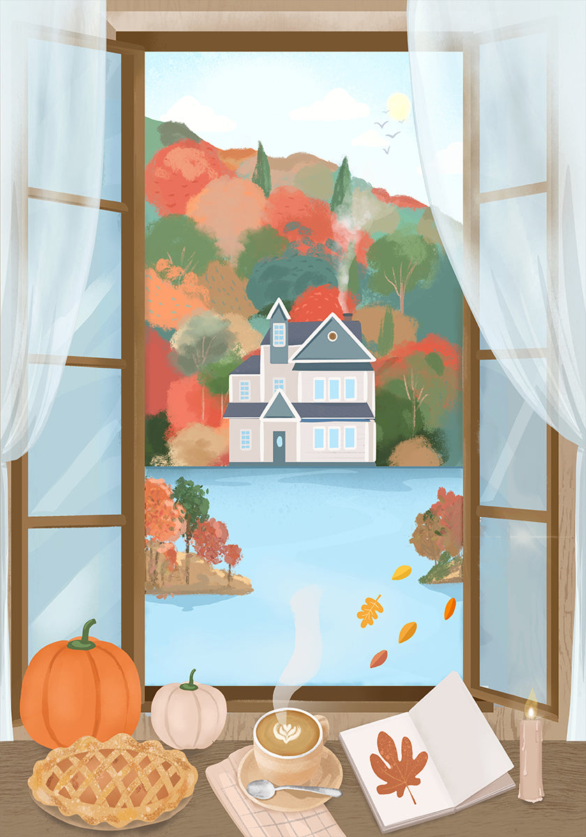 Herfst Cottage Poster
