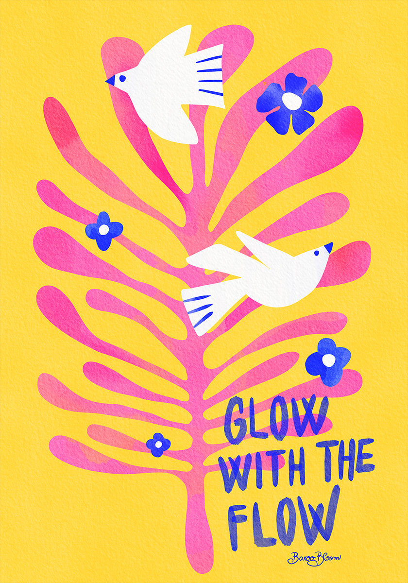 Vogels - Glow with the Flow roze poster
