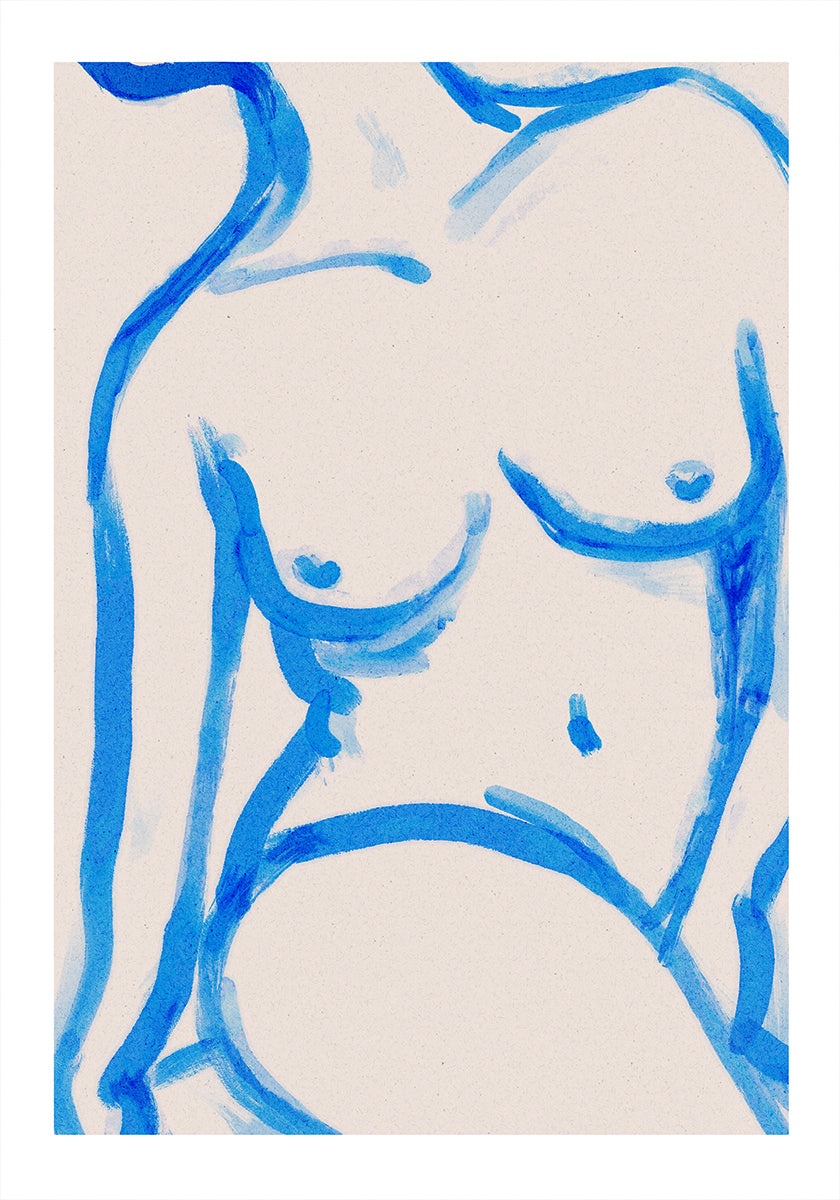 Blauwe contour naakt poster
