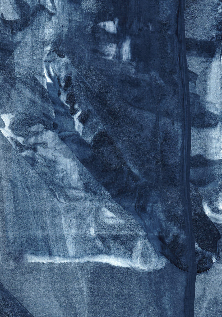 Blauwe textuur vloeiende verticale lijnen Poster