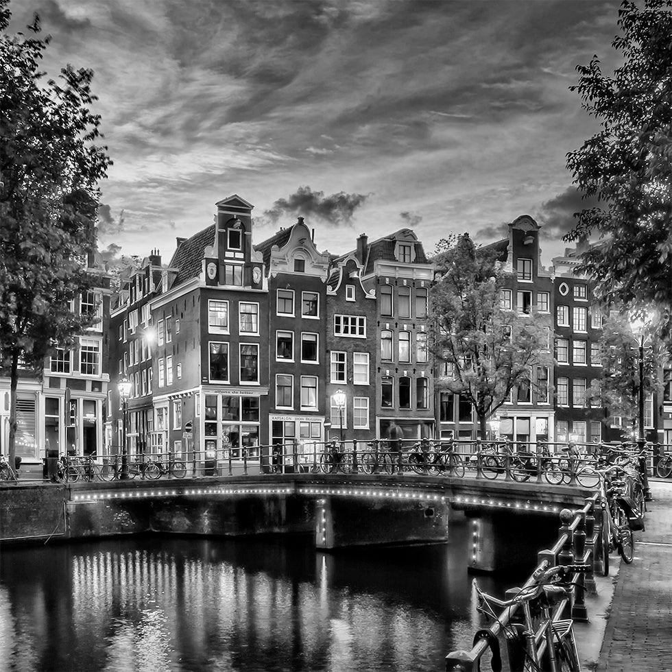 AMSTERDAM Idyllische impressie van Single - Monochrome Poster