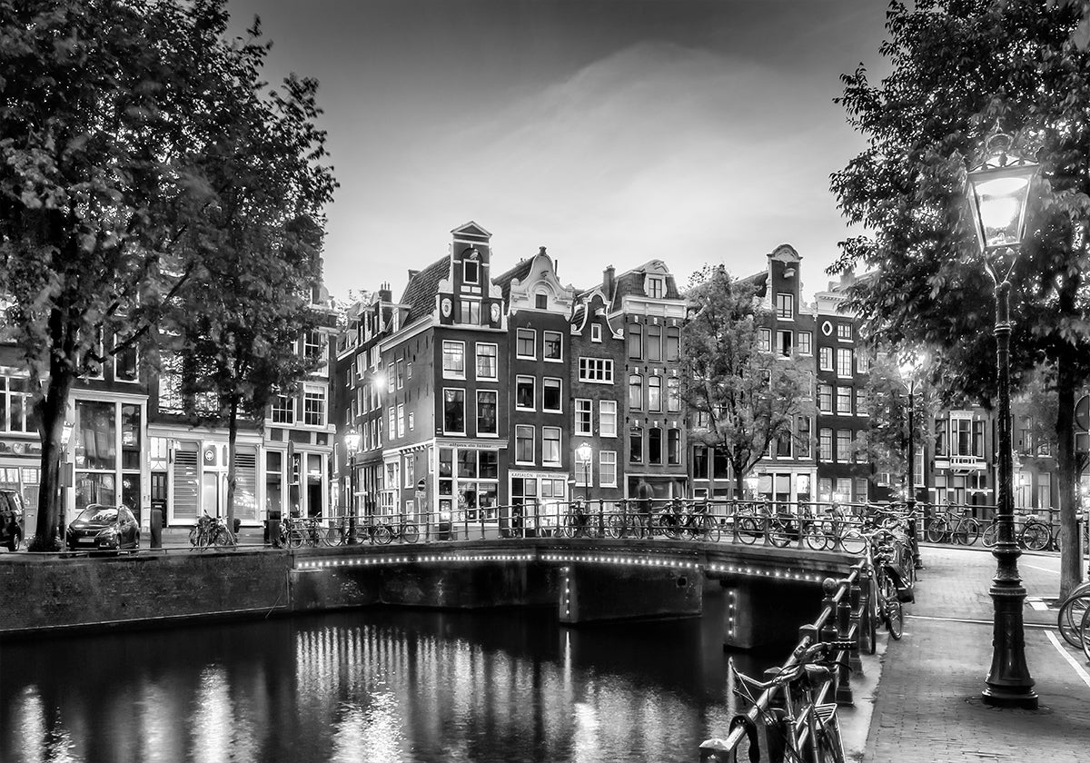 AMSTERDAM Idyllische impressie van Single - Monochrome Poster
