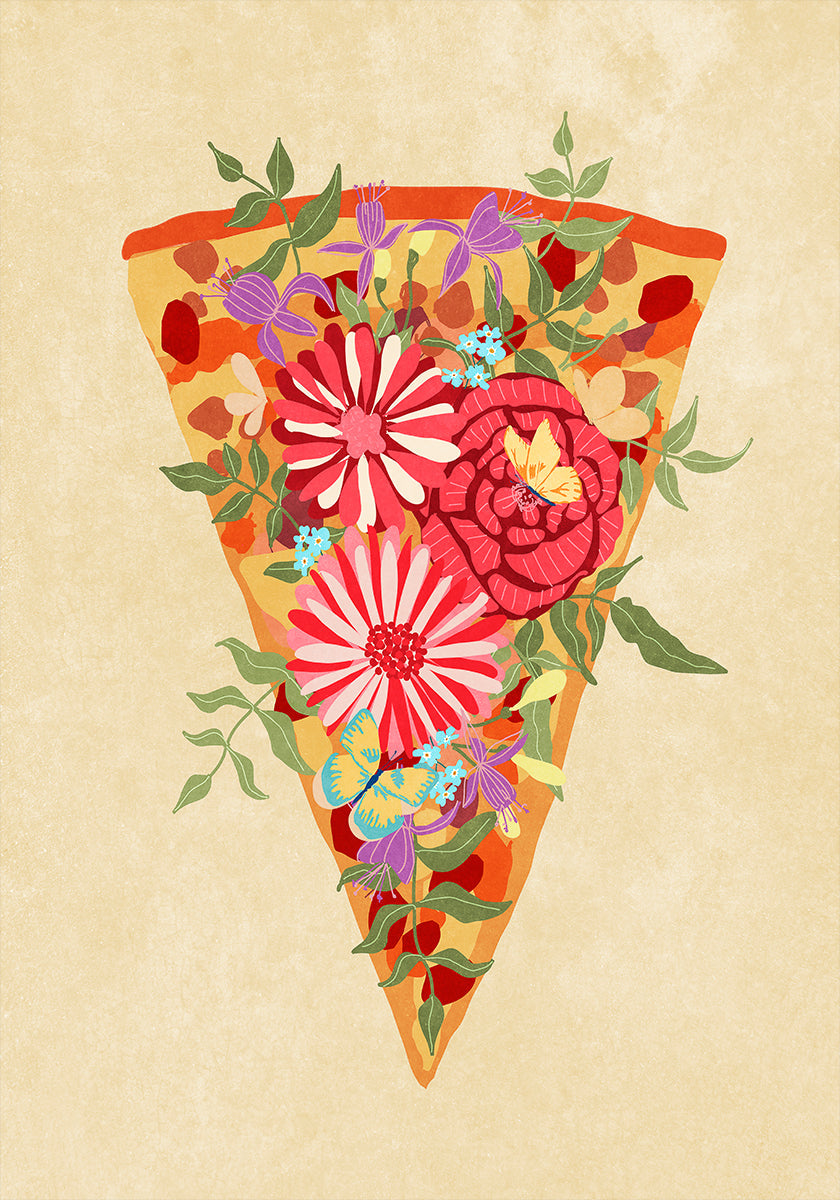Plakje bloemenpizza