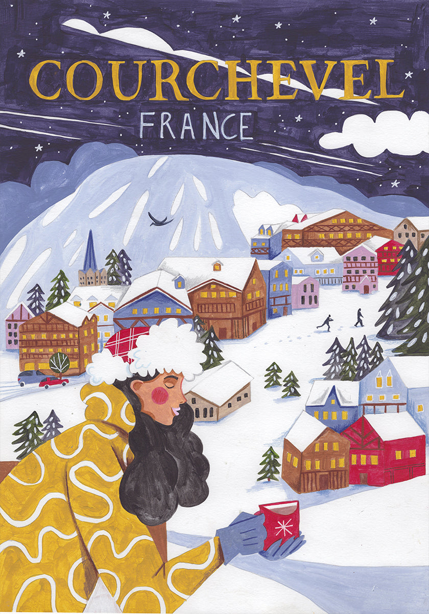 Reisvrouw in Frankrijk, Courchevel-poster