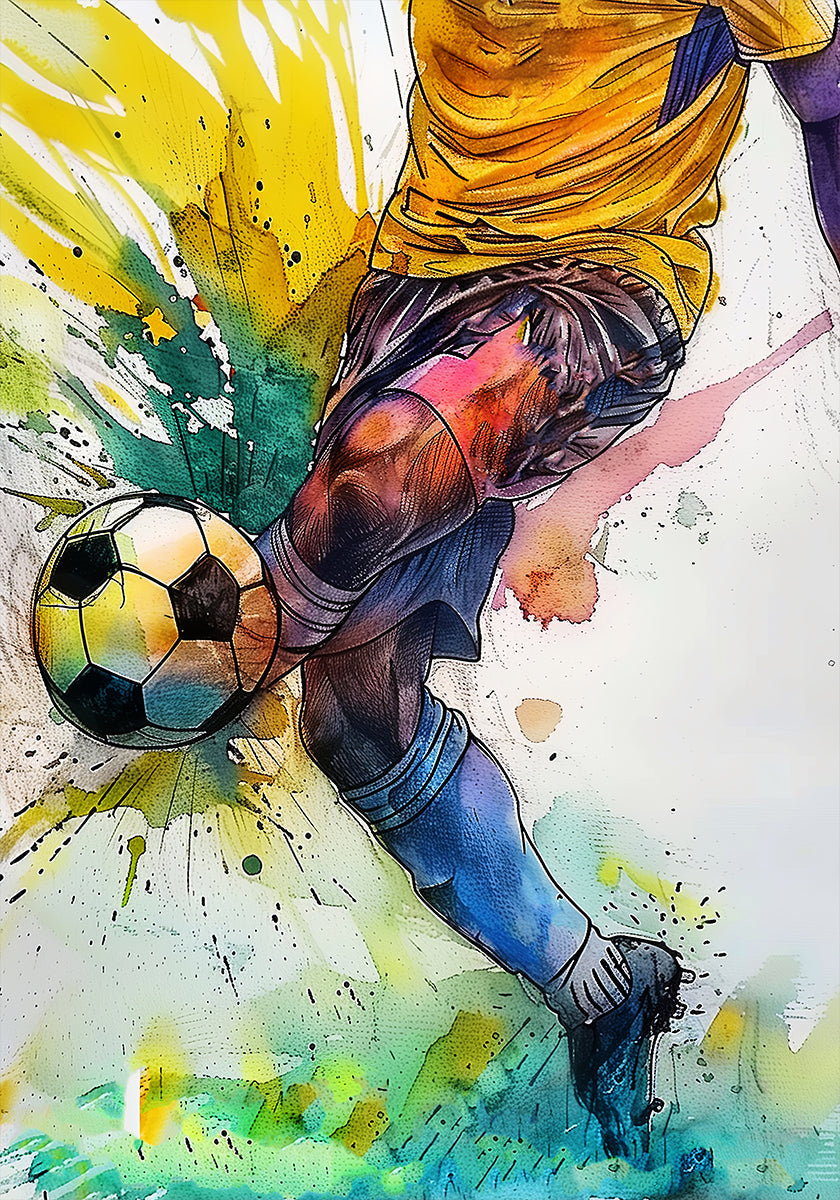 Sport aquarel voetballer (3)