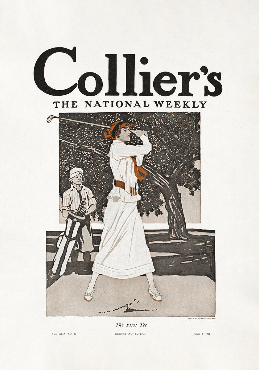 Collier's, het National Weekly, de eerste Tee (1912) poster