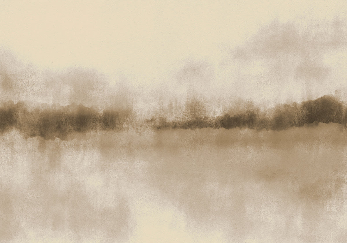 Abstract landschap in neutrale bruintinten Poster