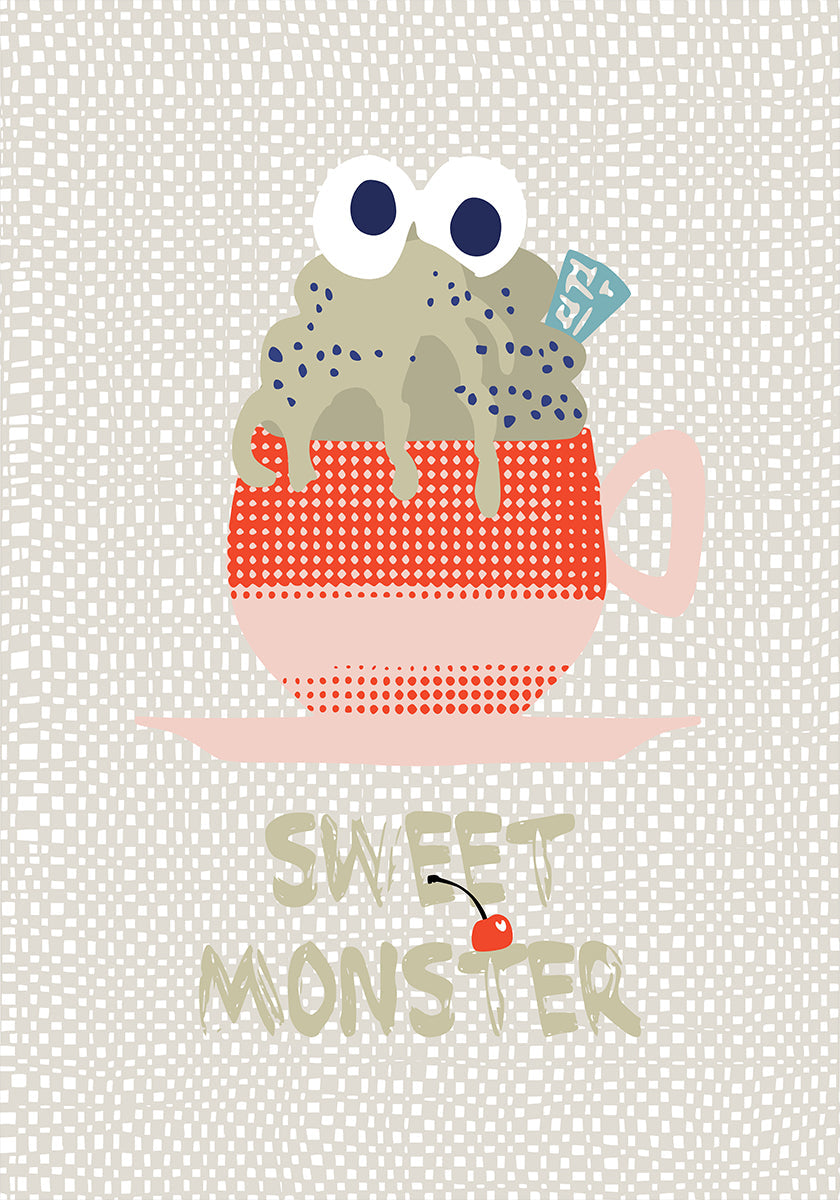 Zoete monster cupcake rode Poster