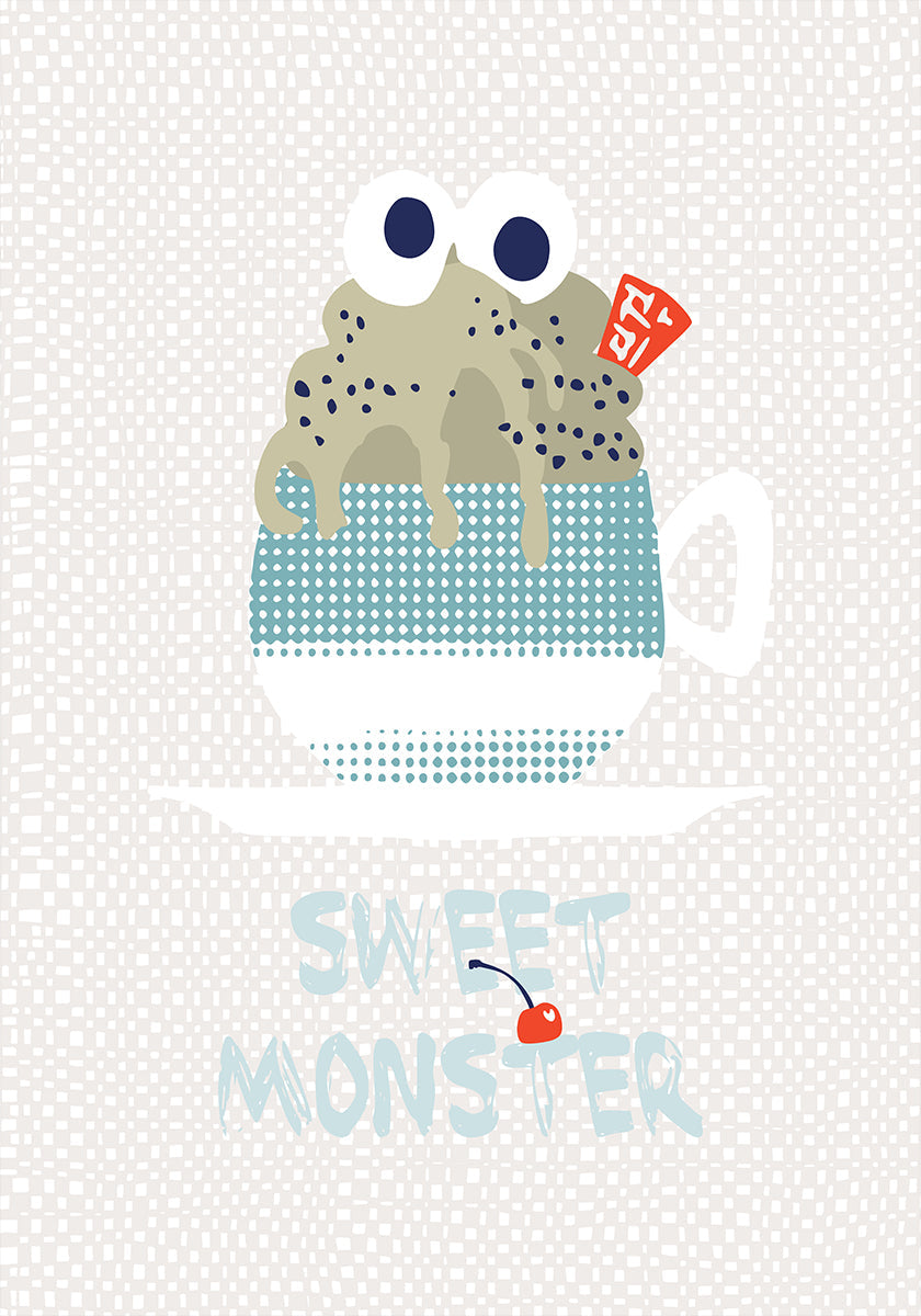 Zoete monster cupcake mint poster