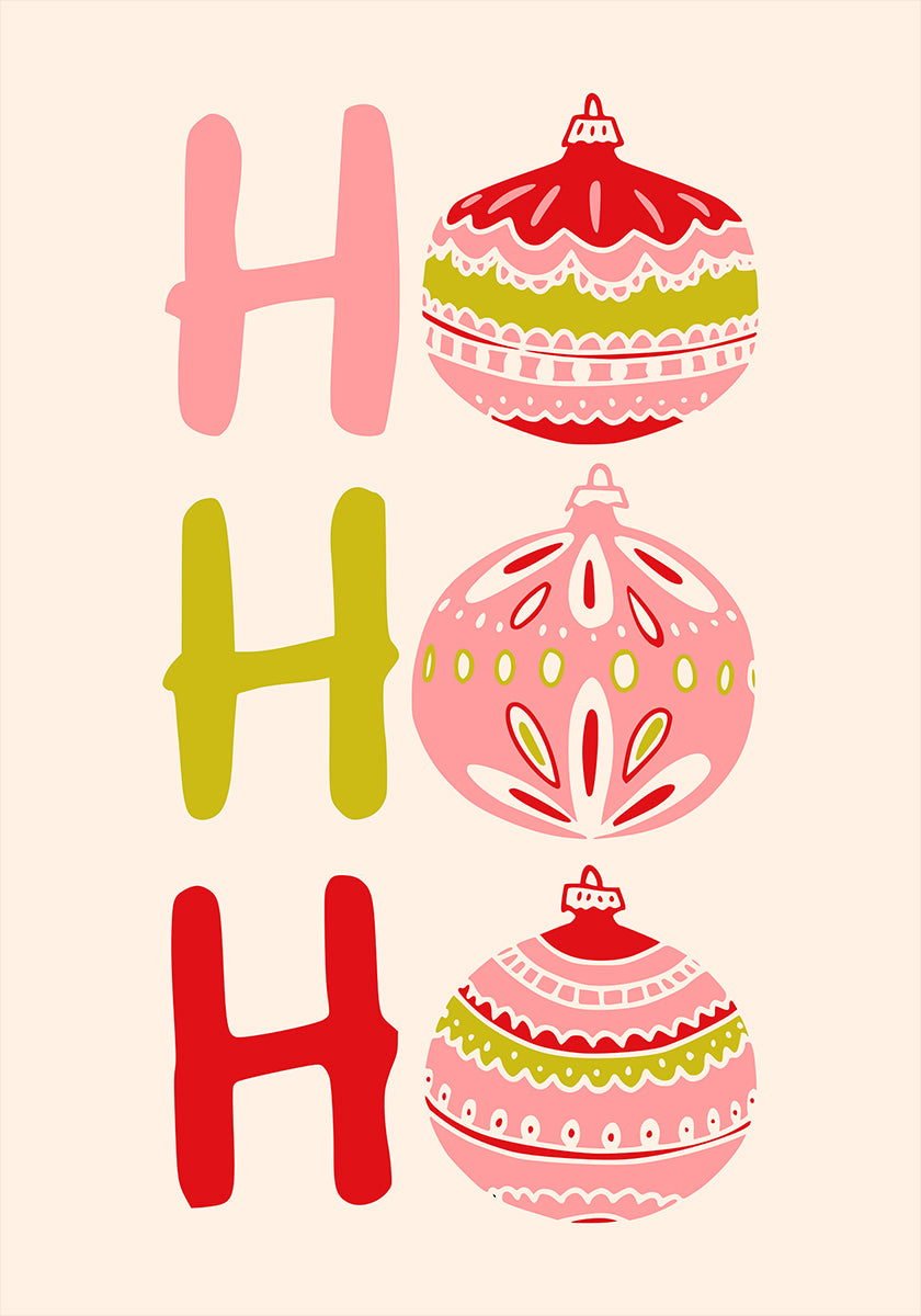 HoHoHo Vrolijke kleine poster met kerstillustratie