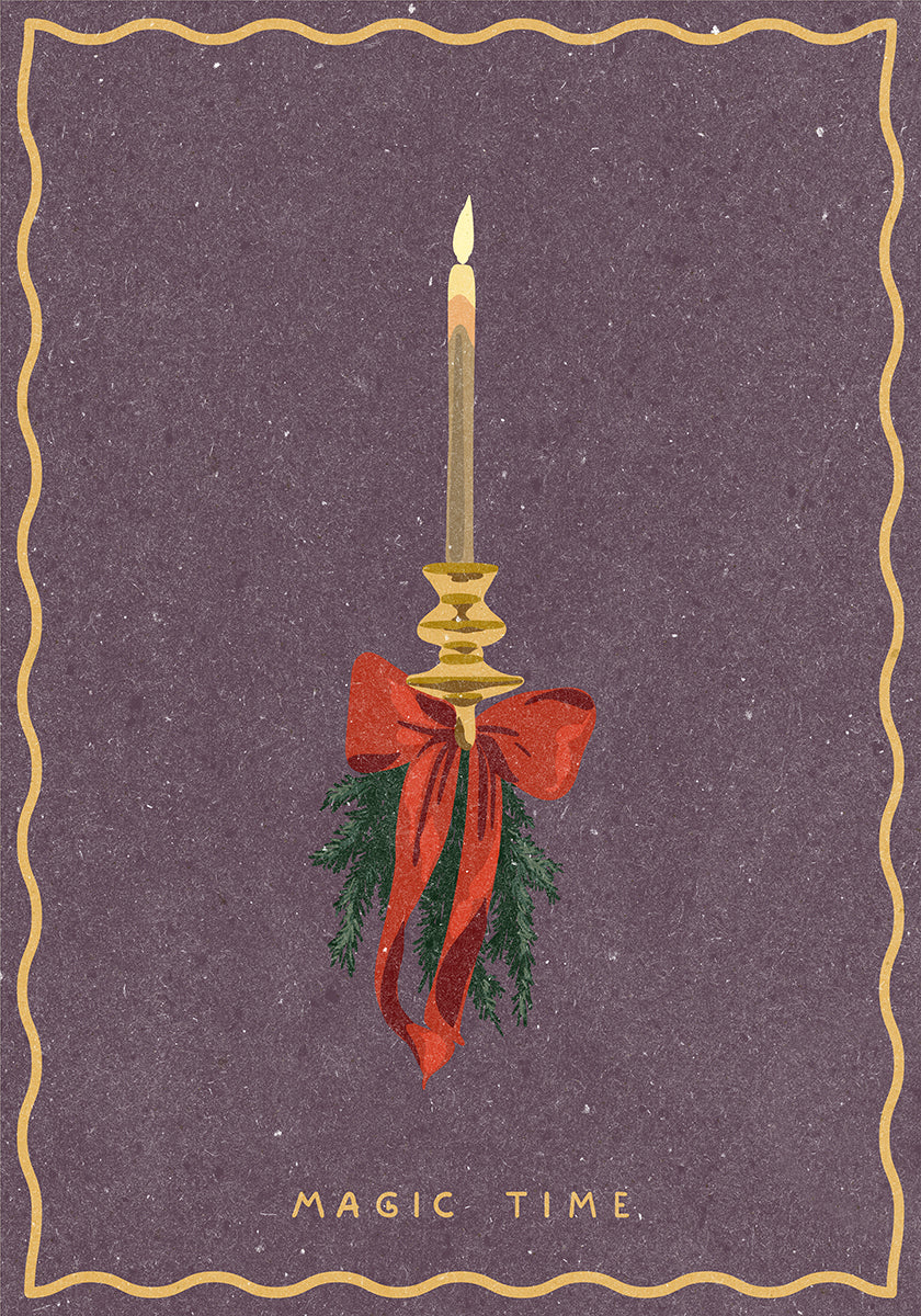 Candle with bow and spruce sprigs Plakat