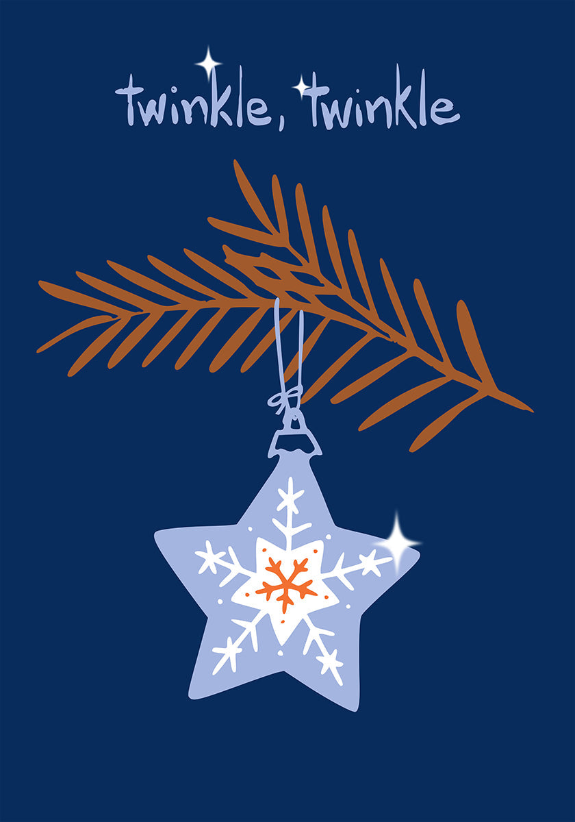 Vrolijke fonkelende kerstster blauwe poster