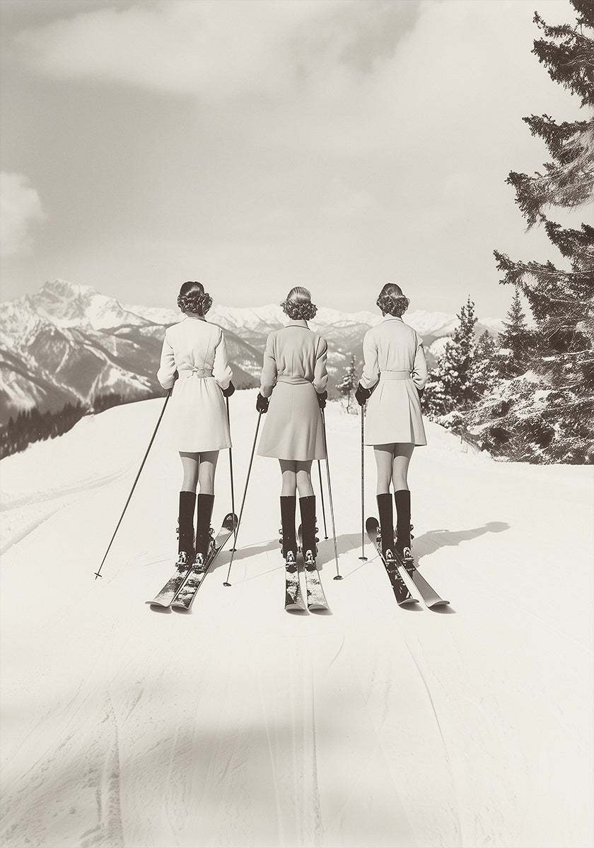 Vintage glamour skiërs poster