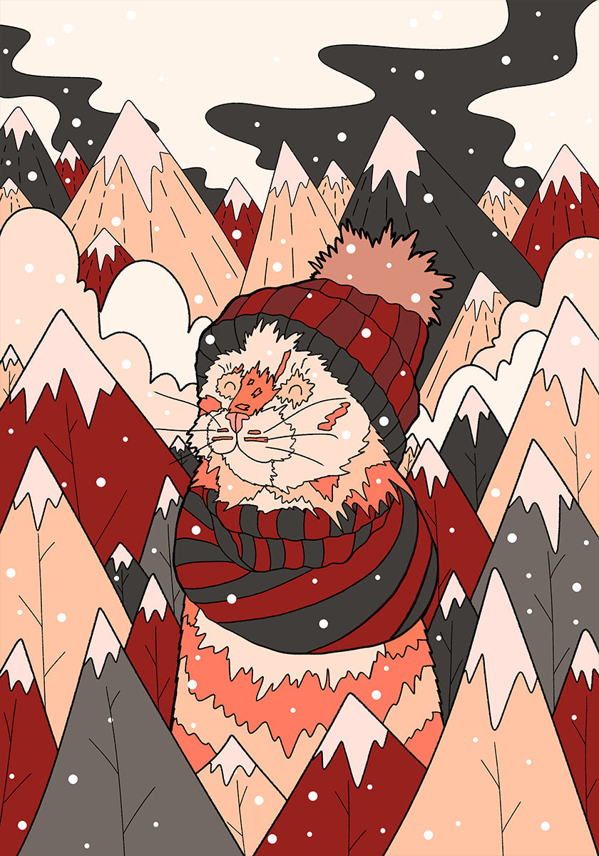 Gezellige winterkatposter