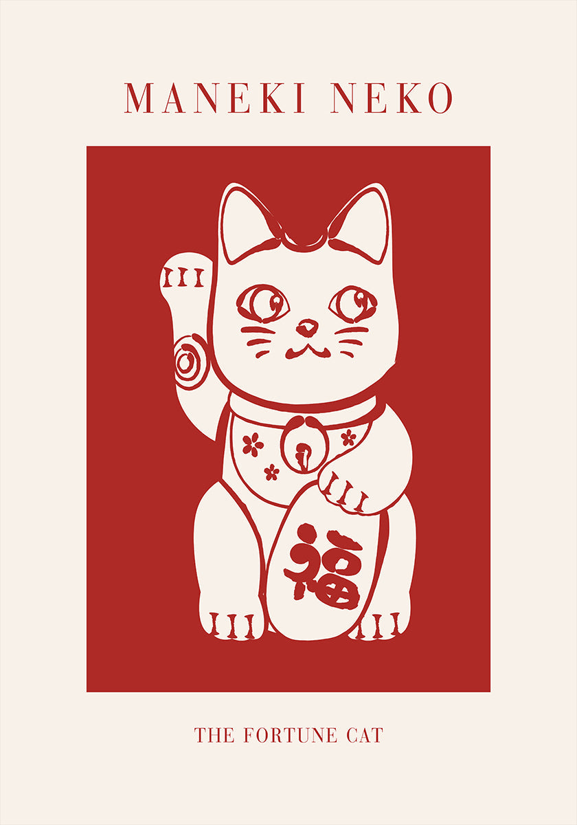 Maneki-Neko kat rood