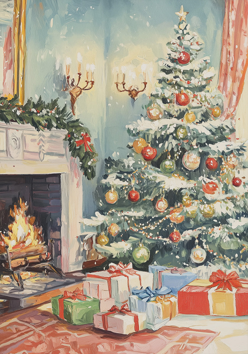 Kerst woonkamer poster