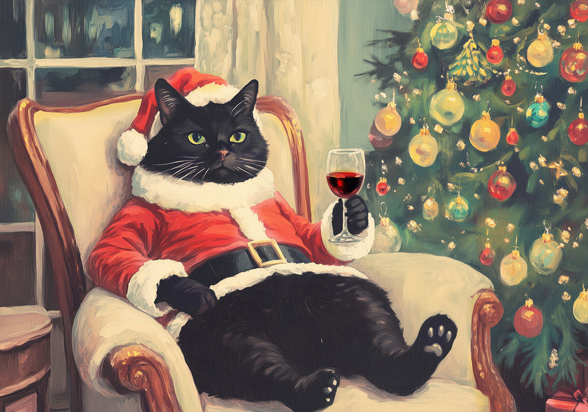 Kerst Chilling Cat-poster