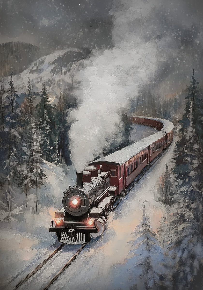 Sneeuwval stoomtrein Poster