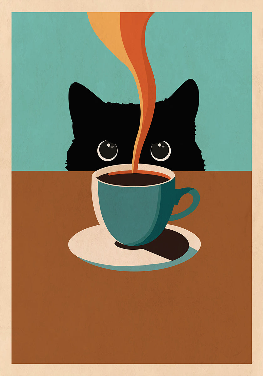 Cat &amp; Coffee Plakat - Posterbox