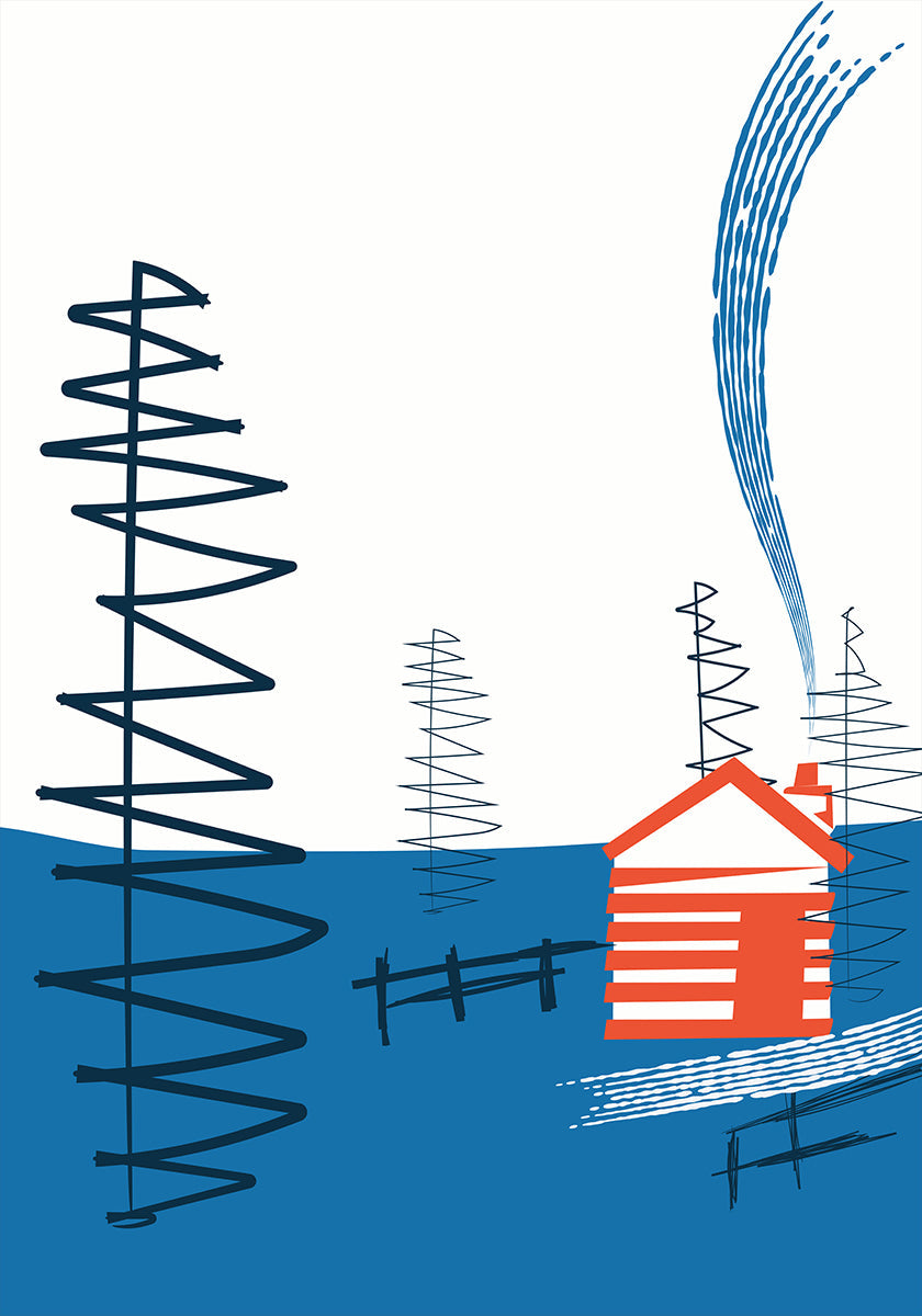 Gezellige hut retraite poster