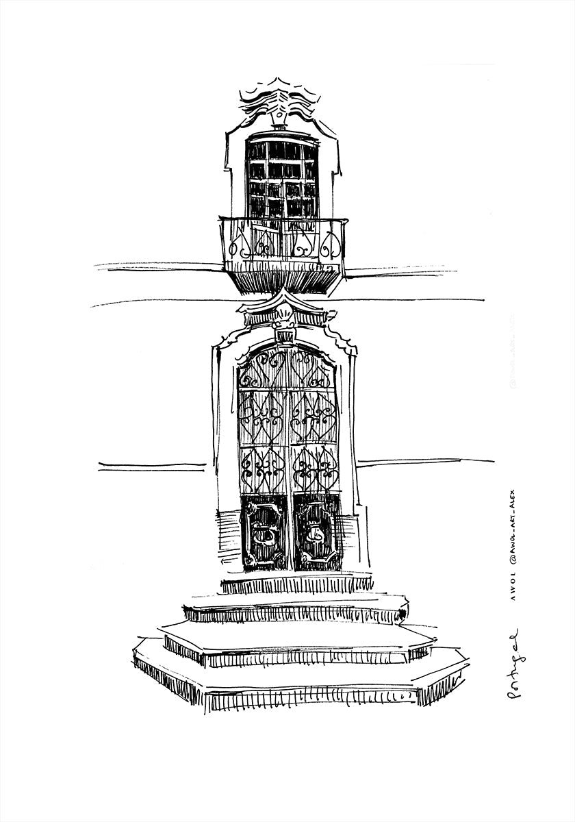 Portugal Portals City Drawing Plakat - Posterbox