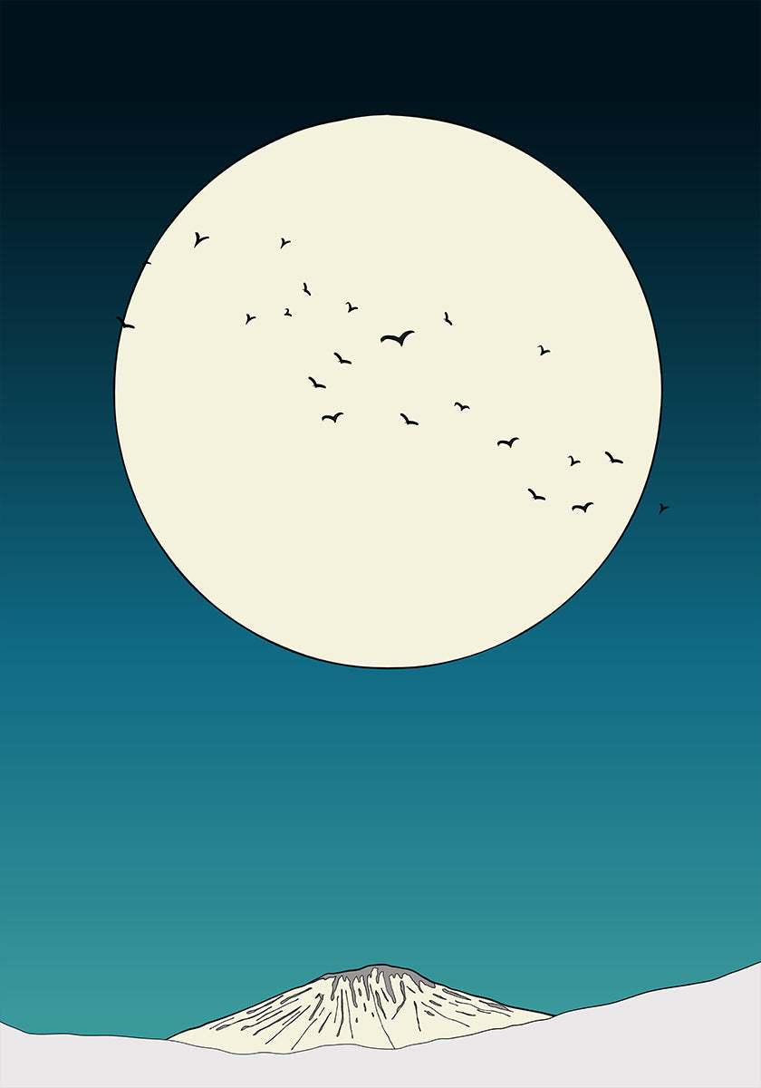 Maanverlichte beklimmingsposter