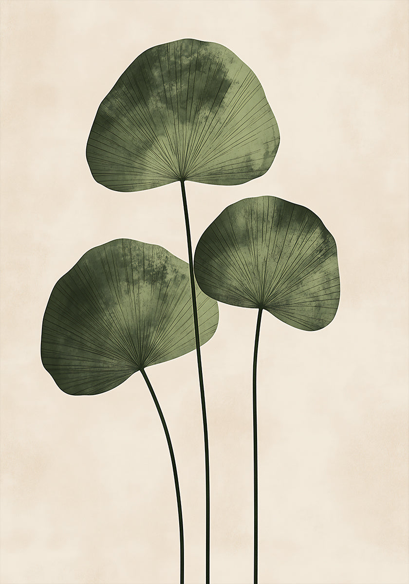 Groene bladeren met delicate aderen poster