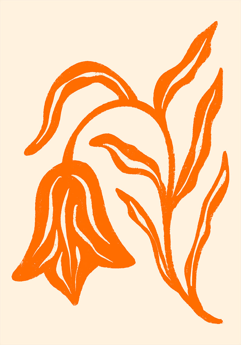 Gestileerde Oranje Tulp En Bladeren Poster