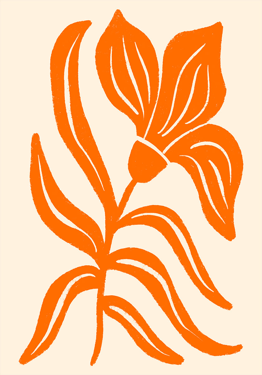 Abstract oranje gestileerde tulp poster
