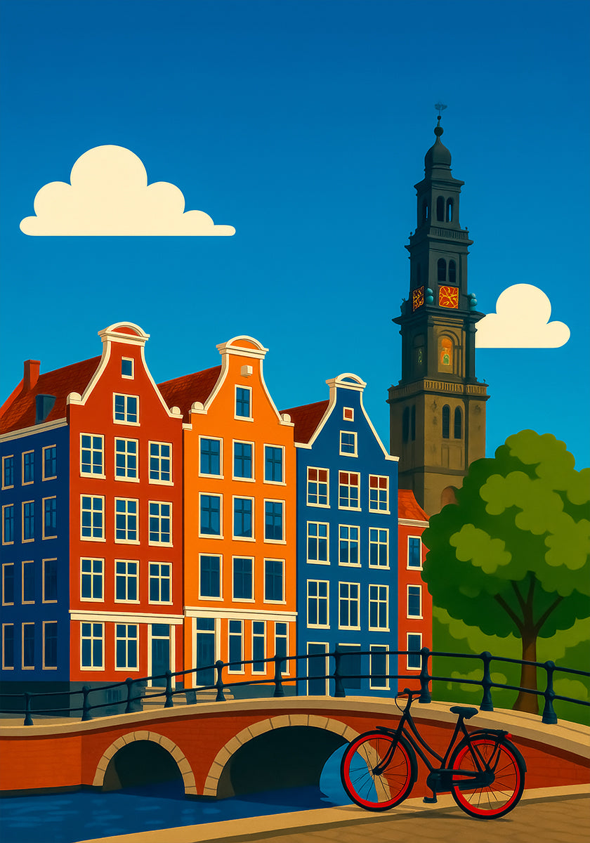 Amsterdamse gracht en fietsposter