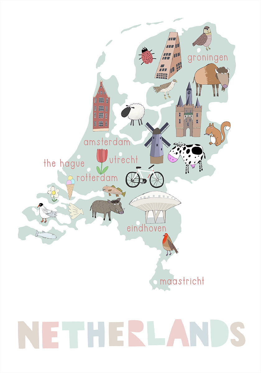 Nederland Illustratie door kunstenaar Carla Daly Poster