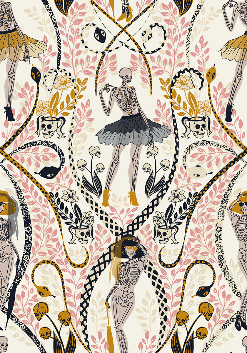 Gotische fashionista antiek wit patroon Poster