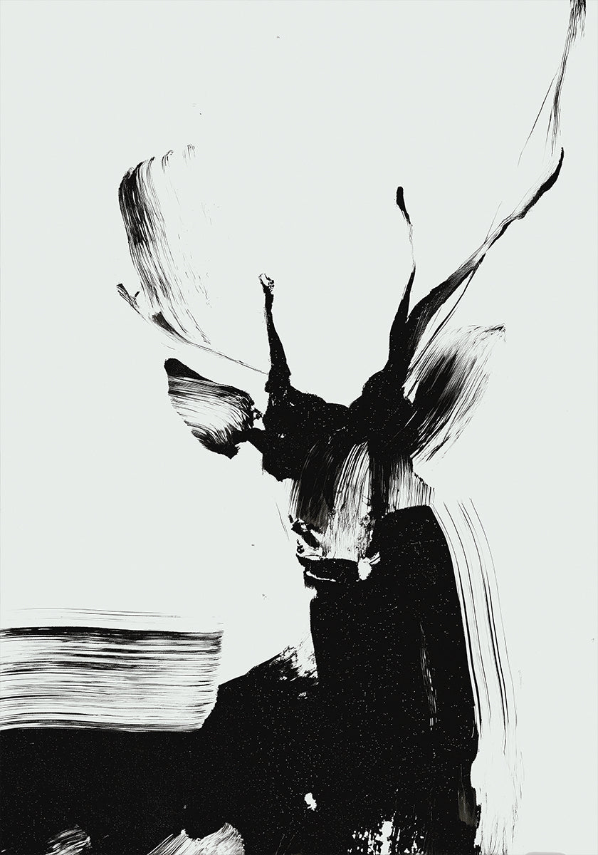 Penseelstreek Herten In Poster