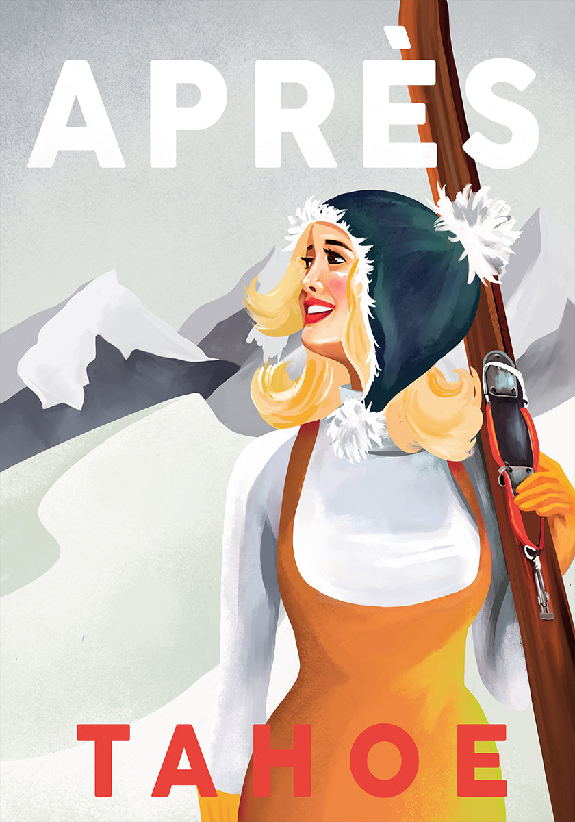 Après-ski Lake Tahoe Vintage Pin-Up kunstposter