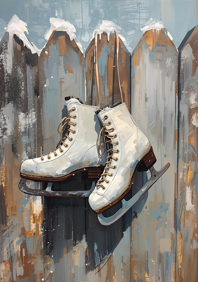 Schlittschuhe am Zaun-poster