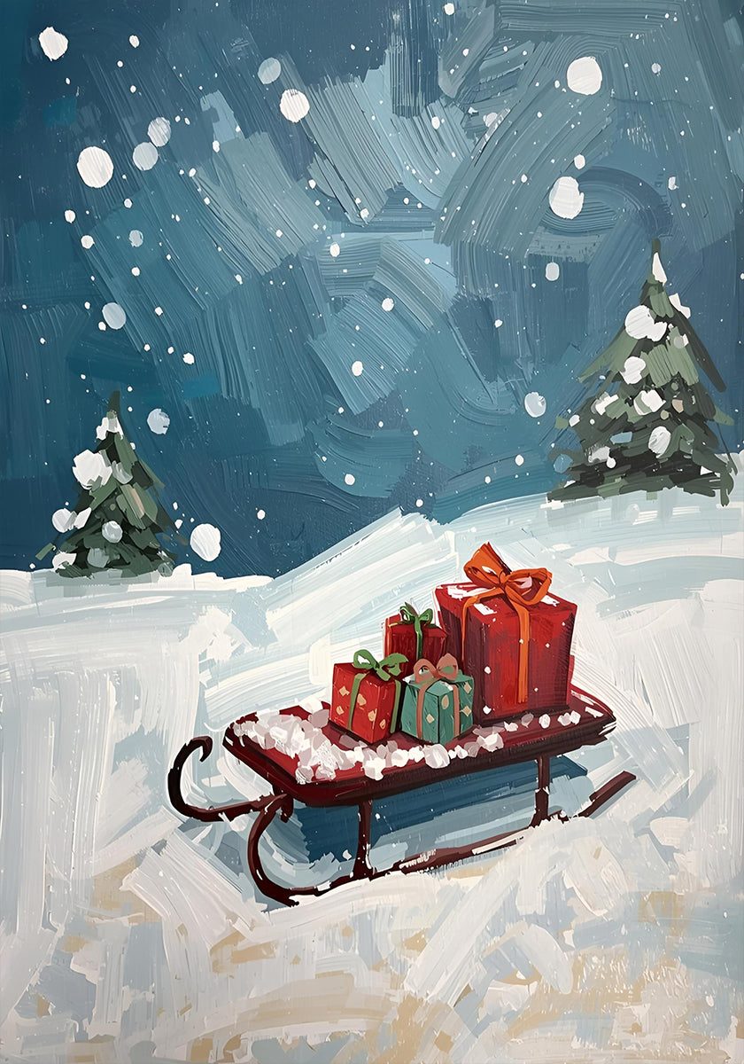 Schlitten met Geschenken-poster