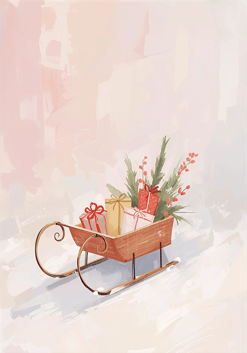 Schlitten mit Geschenken Plakat - Posterbox