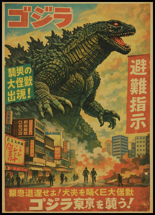Vintage Godzilla Rampage Poster - Posterbox