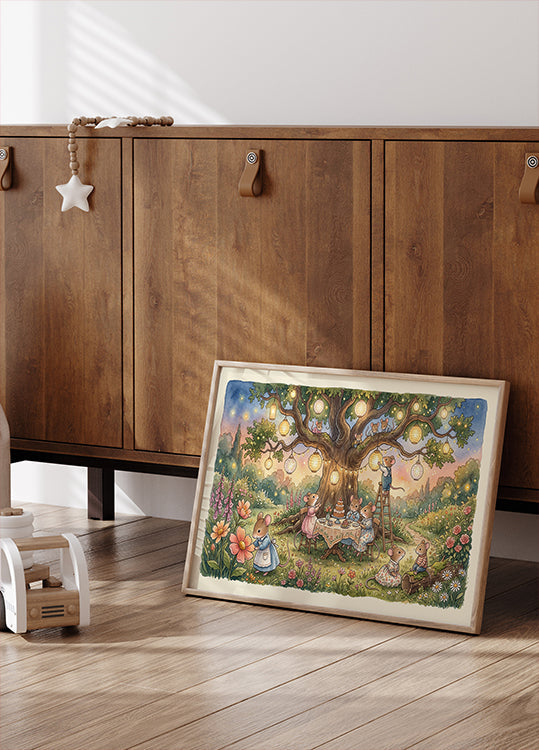 Whimsical Mice Garden Party Poster - Posterbox