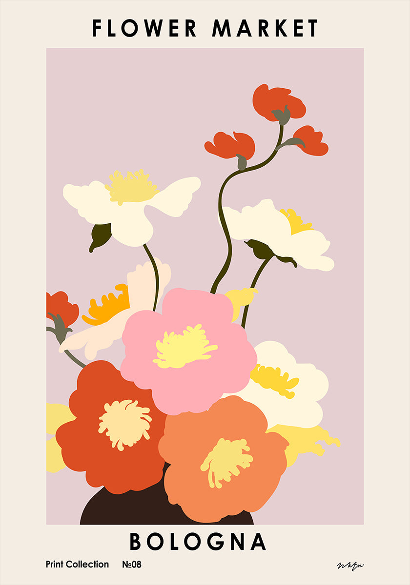 Bloemenmarkt. Bologna-poster