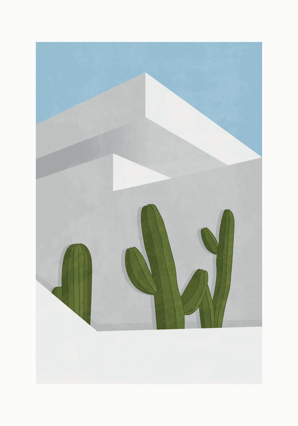 Cactusschaduwen, moderne woestijnarchitectuurposter