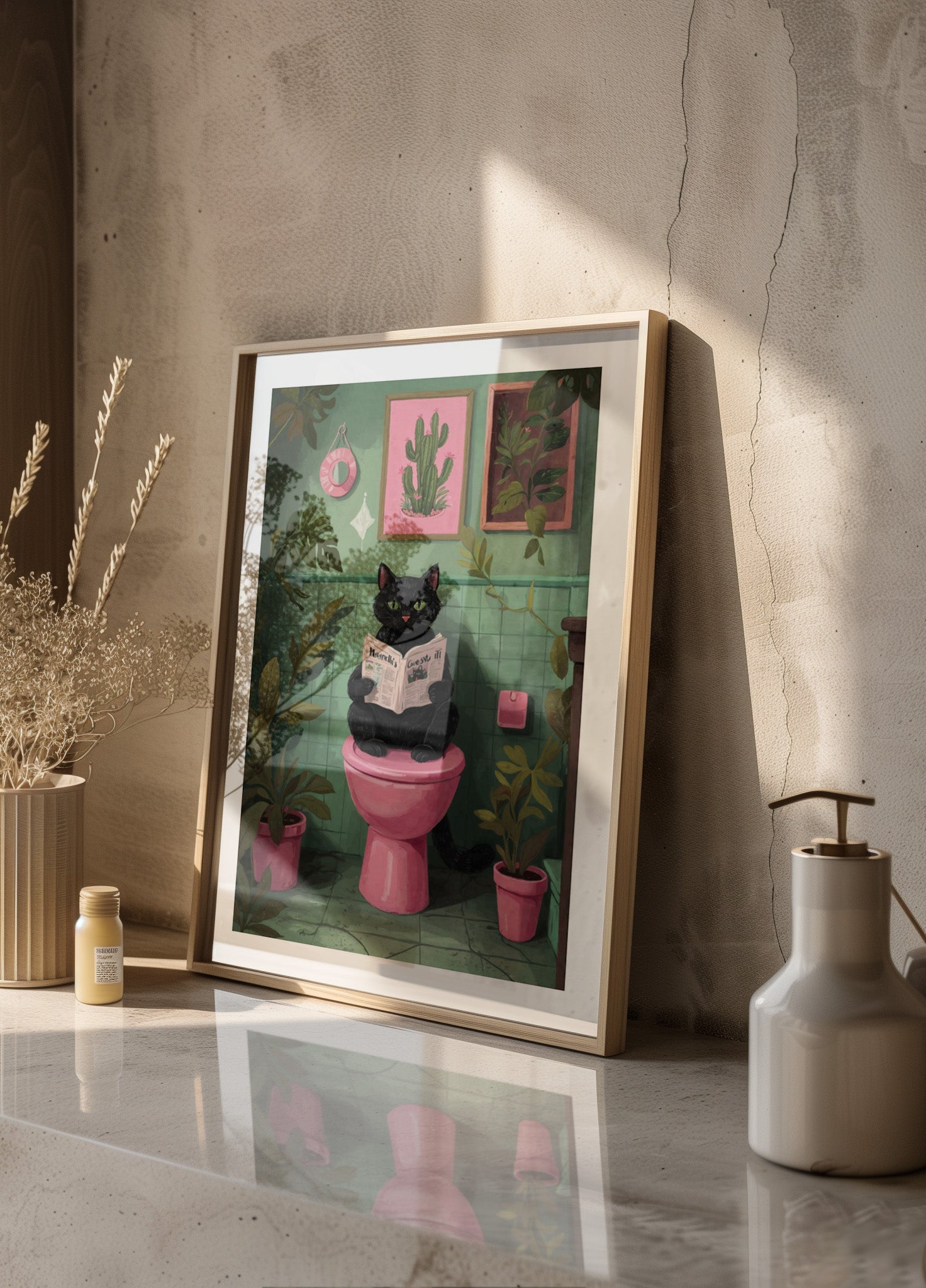 Kattenlezing in de badkamer