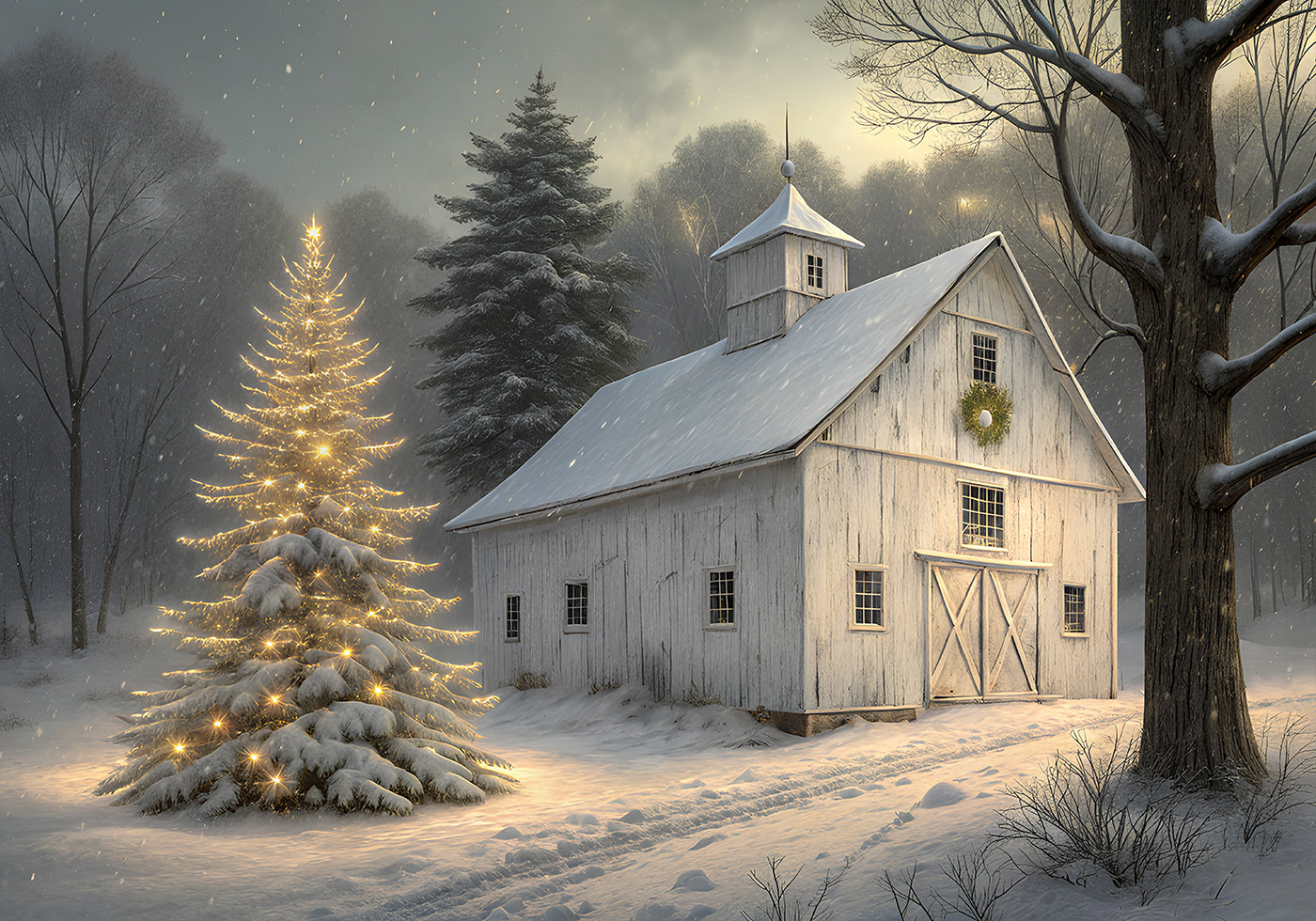 Christmas Barn Plakat - Posterbox