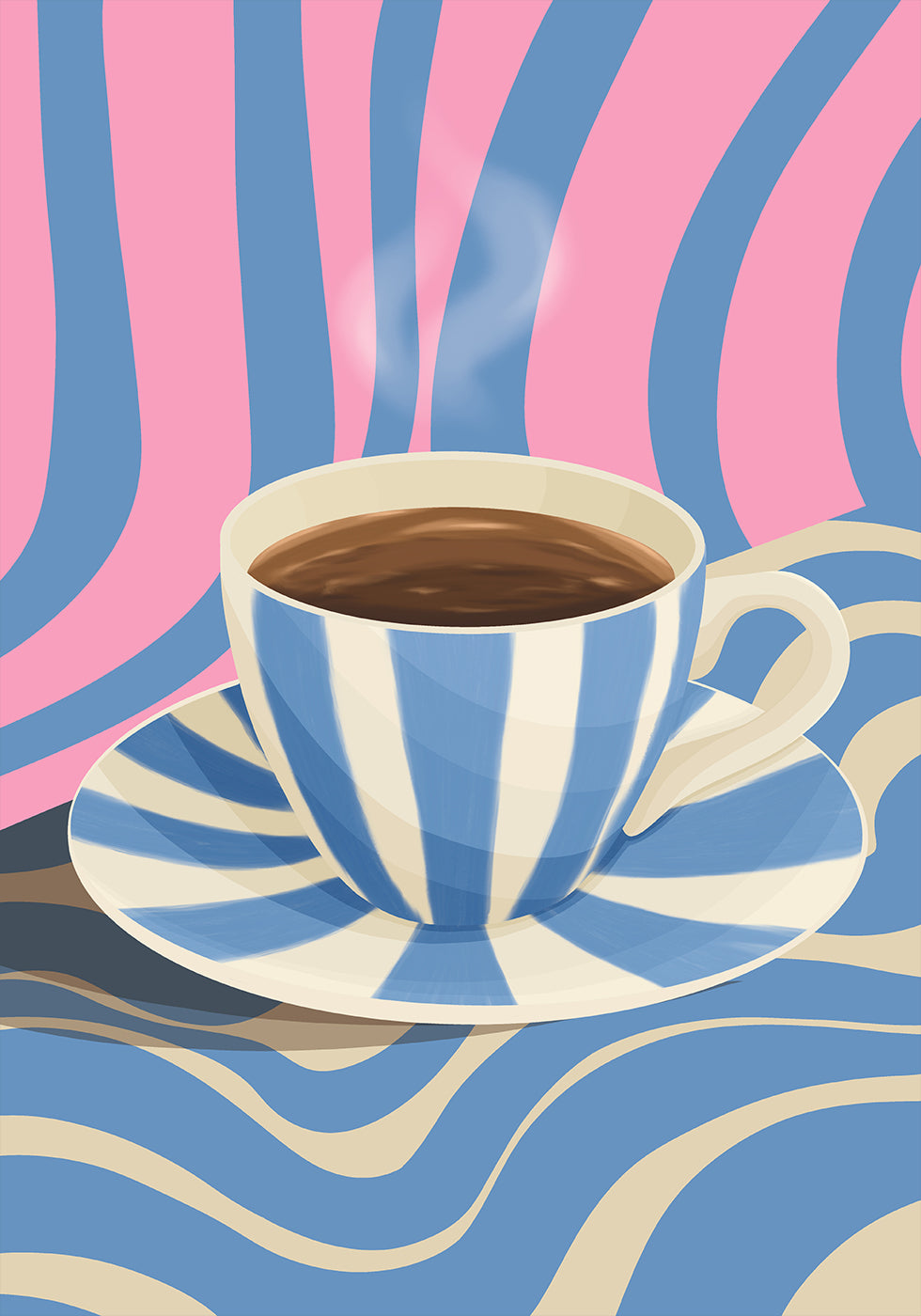 Gestreepte koffiekopje poster