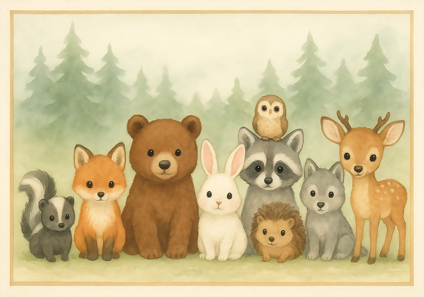 Cute forest animals No.2 Plakat