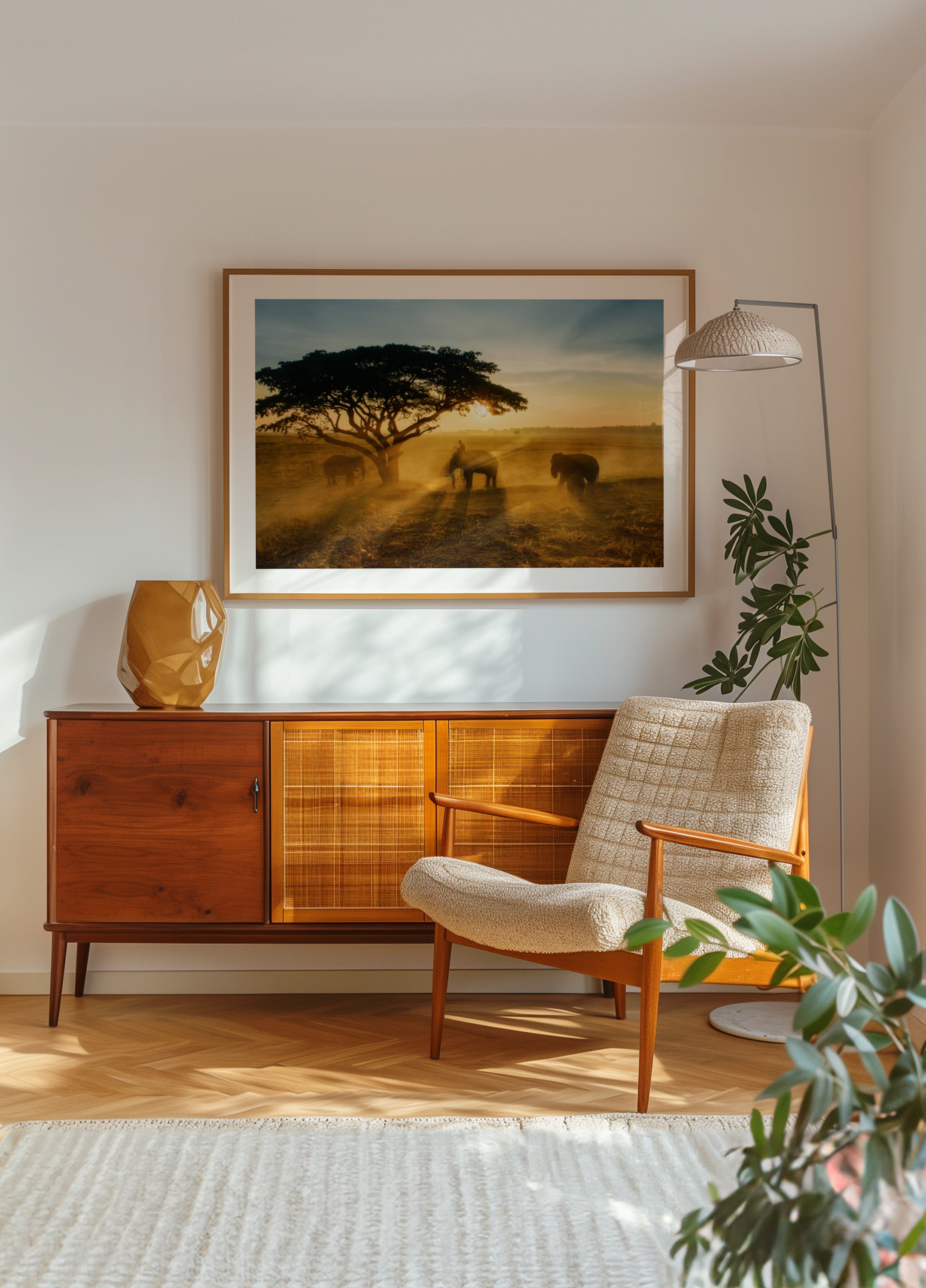 De gouden zonsondergang van de olifant