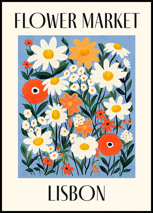 Bloemenmarkt Lissabon Portugal Poster
