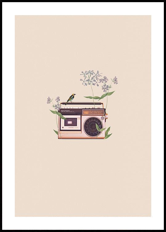 Bloemen vintage radioposter